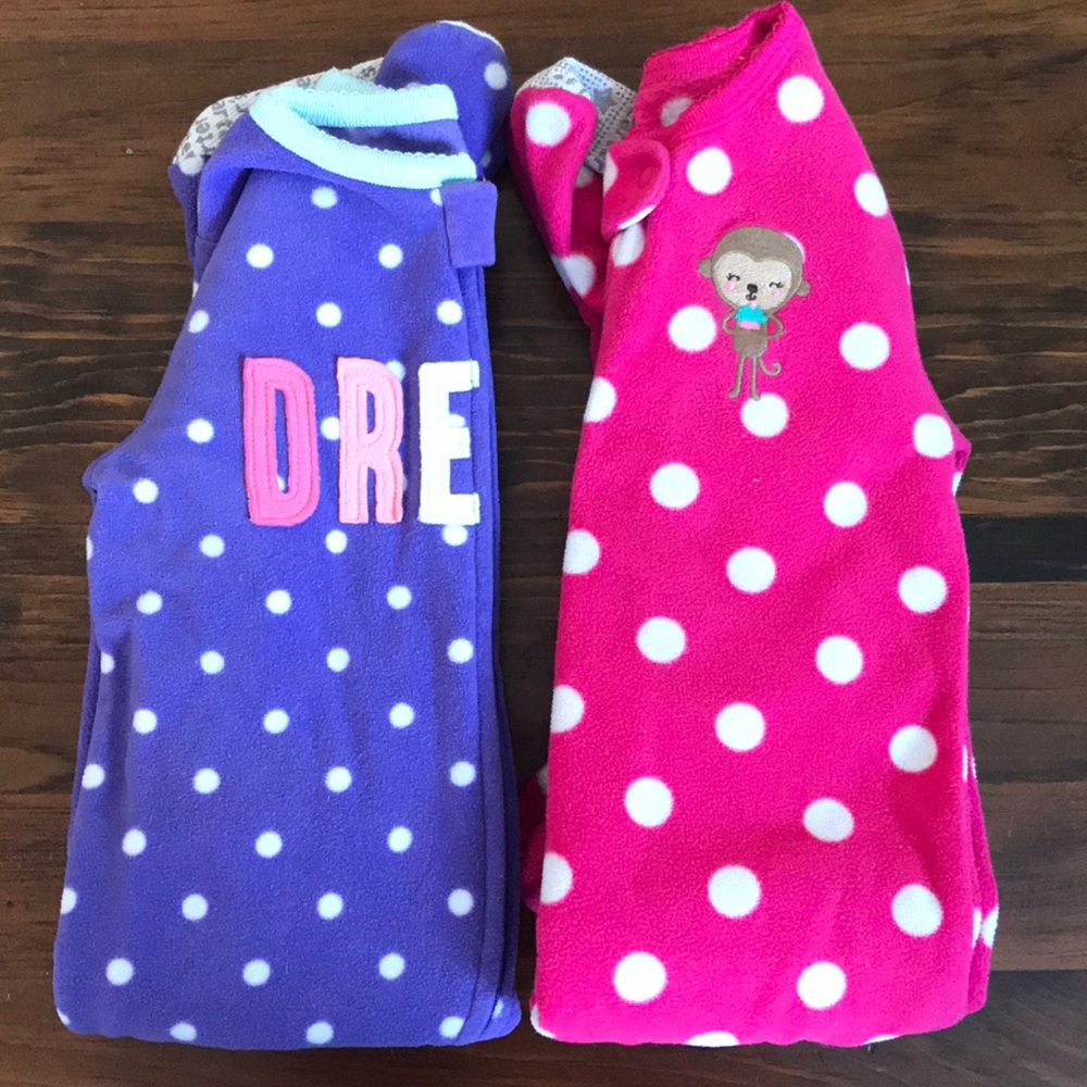 Carters girls baby footed fleece pajamas S 12 mth